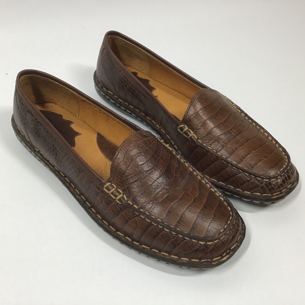 Born brown leather loafer size 7.5 animal skin